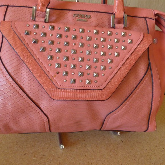 GUESS Tough Luv  Faux Leather Satchel- - Picture 14 of 15